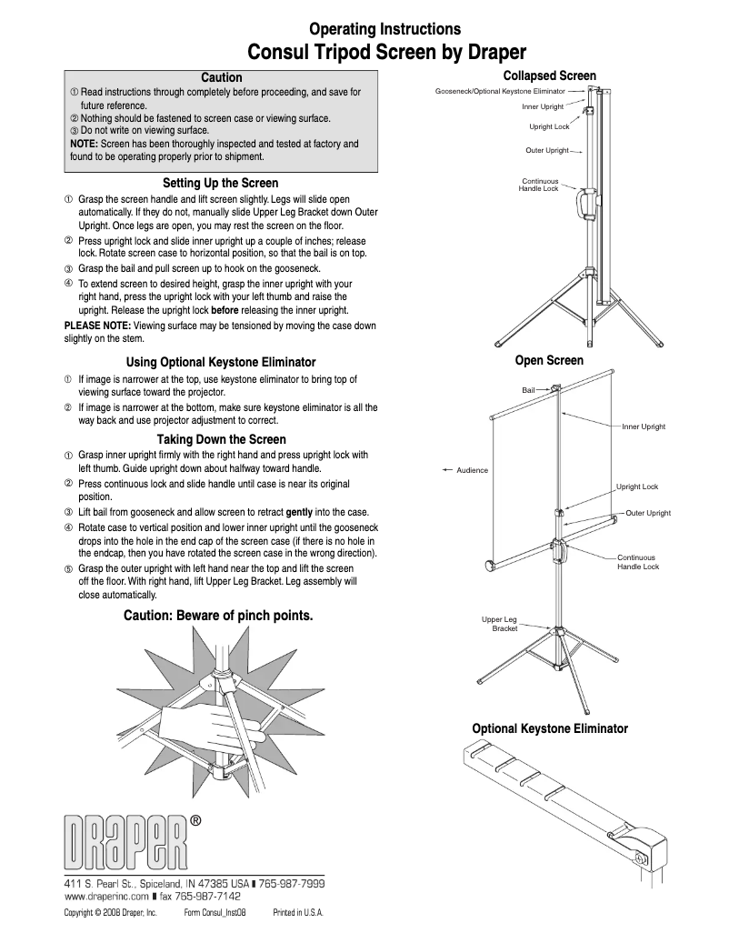 Página 1 del manual Manual de usuario Draper 85" Consul 216009
