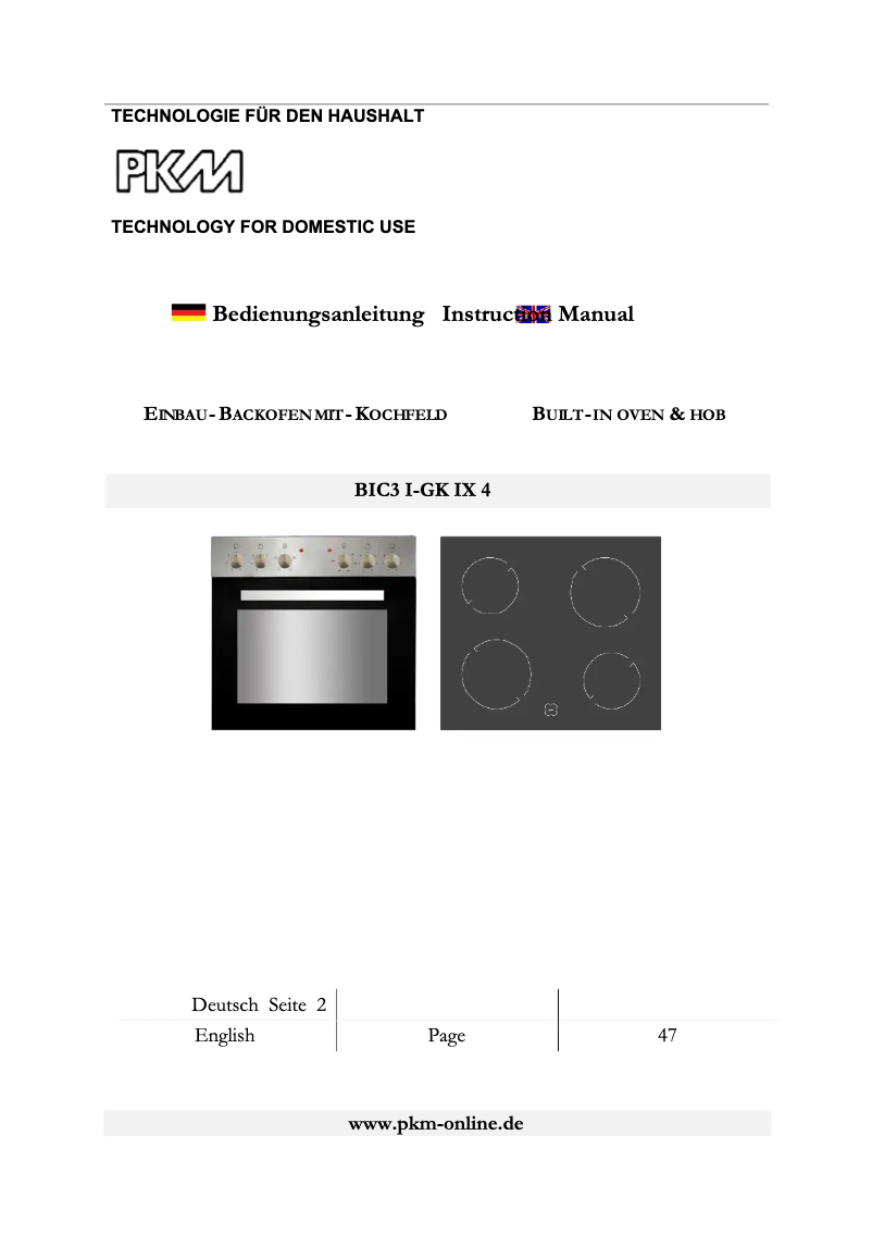 Imagen de la primera página del manual del dispositivo BIC3 I-GK IX 4