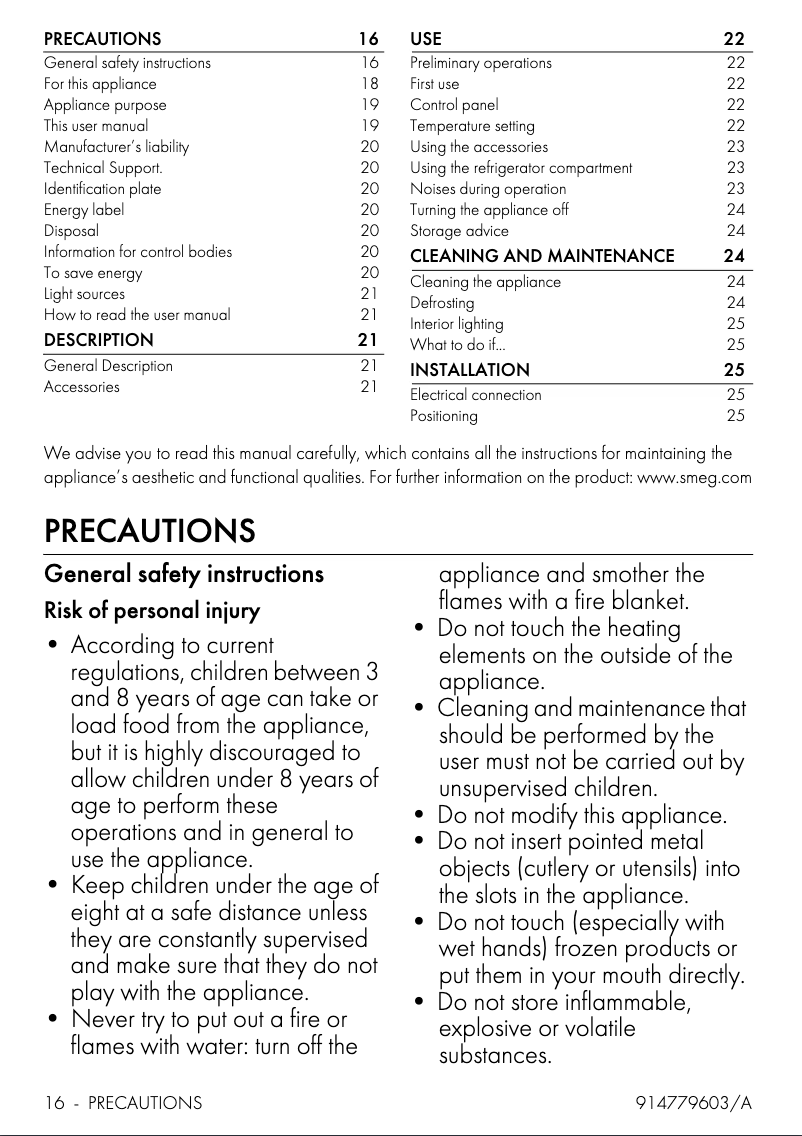 Imagen de la primera página del manual del dispositivo FAB10HRPB5