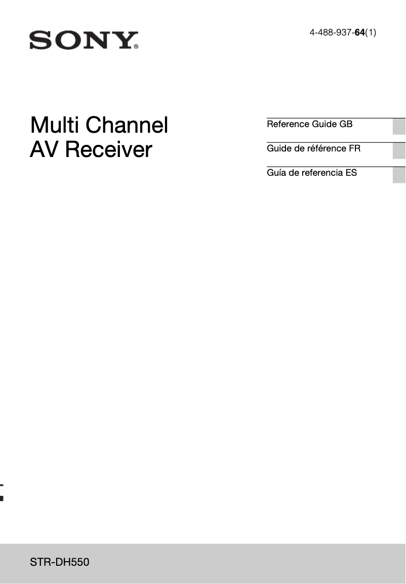 Imagen de la primera página del manual del dispositivo STR-DH550