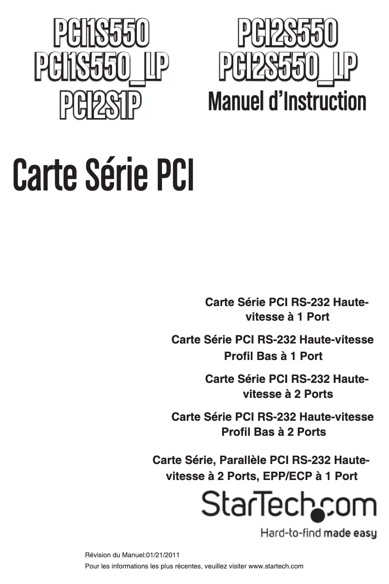 Imagen de la primera página del manual del dispositivo PCI2S1P