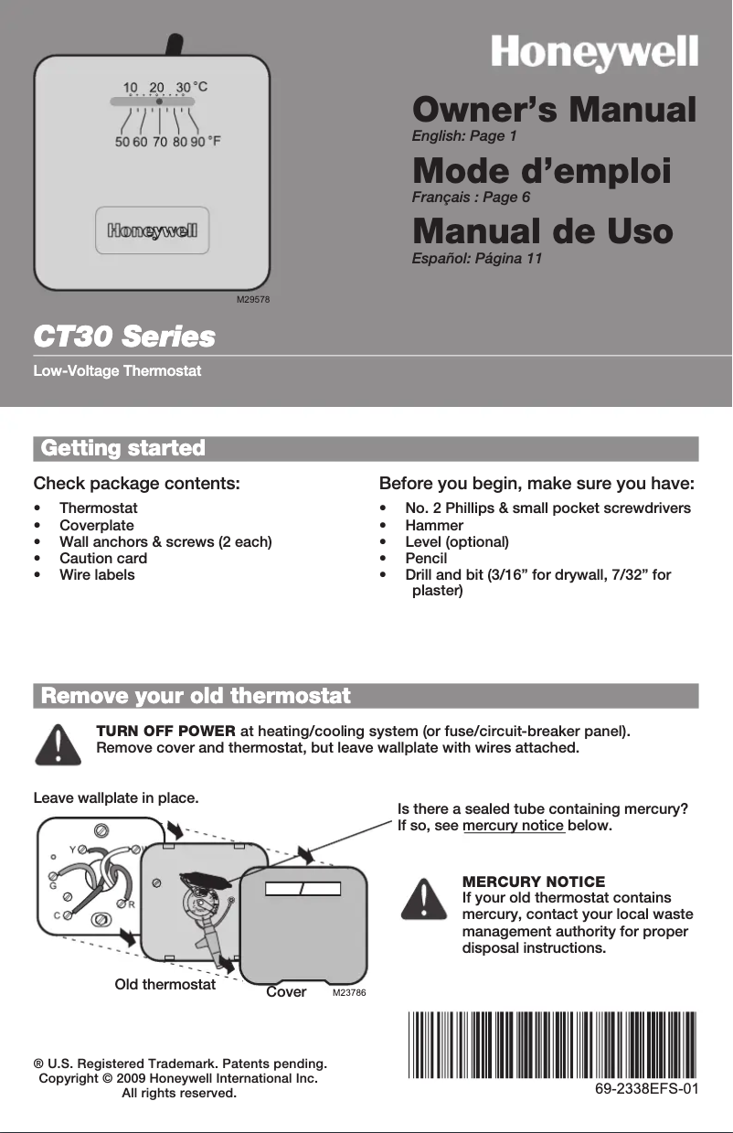 Página nº 1 - Manual de usuario Honeywell CT33A