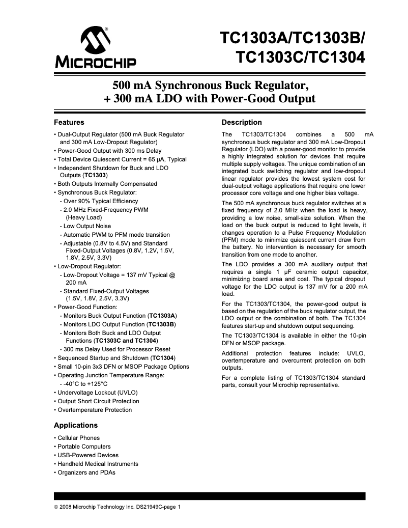 Imagen de la primera página del manual del dispositivo TC1303B