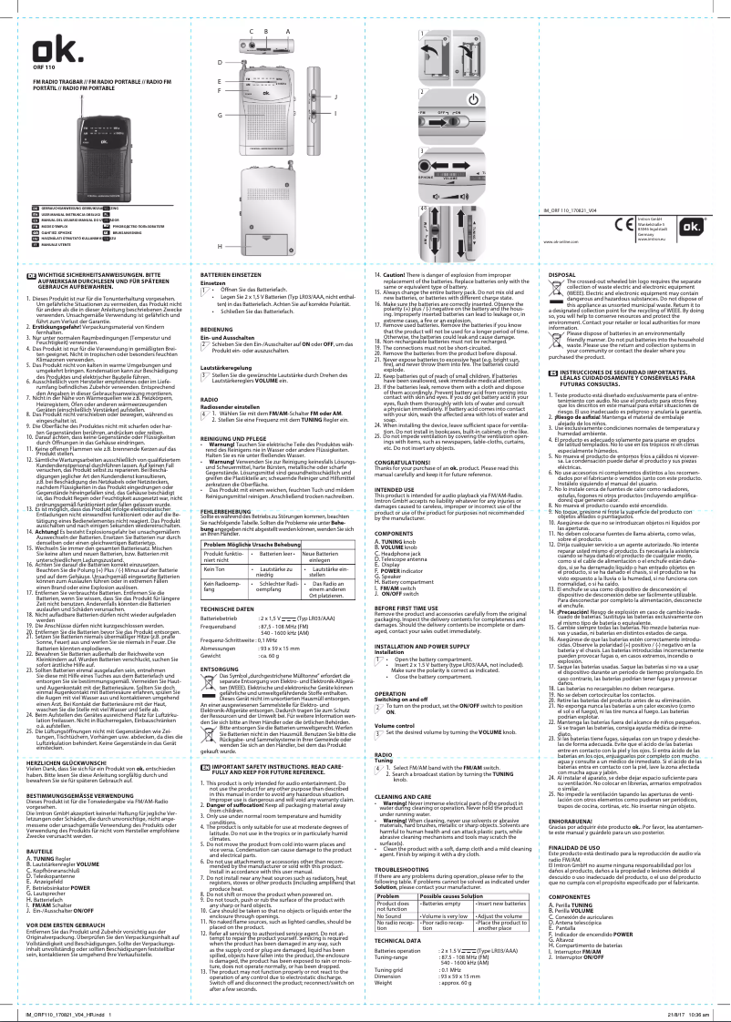 Página 1 del manual Manual de usuario OK ORF 110