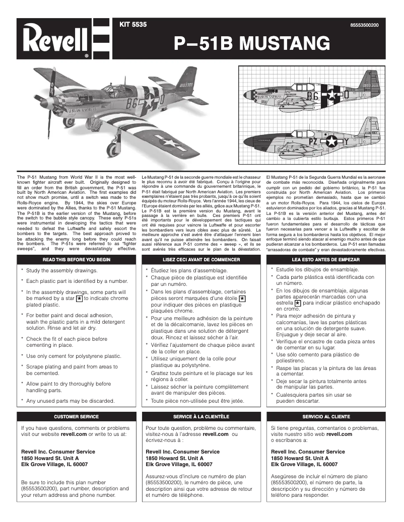 Página 1 del manual Manual de usuario Revell P-51 B Mustang