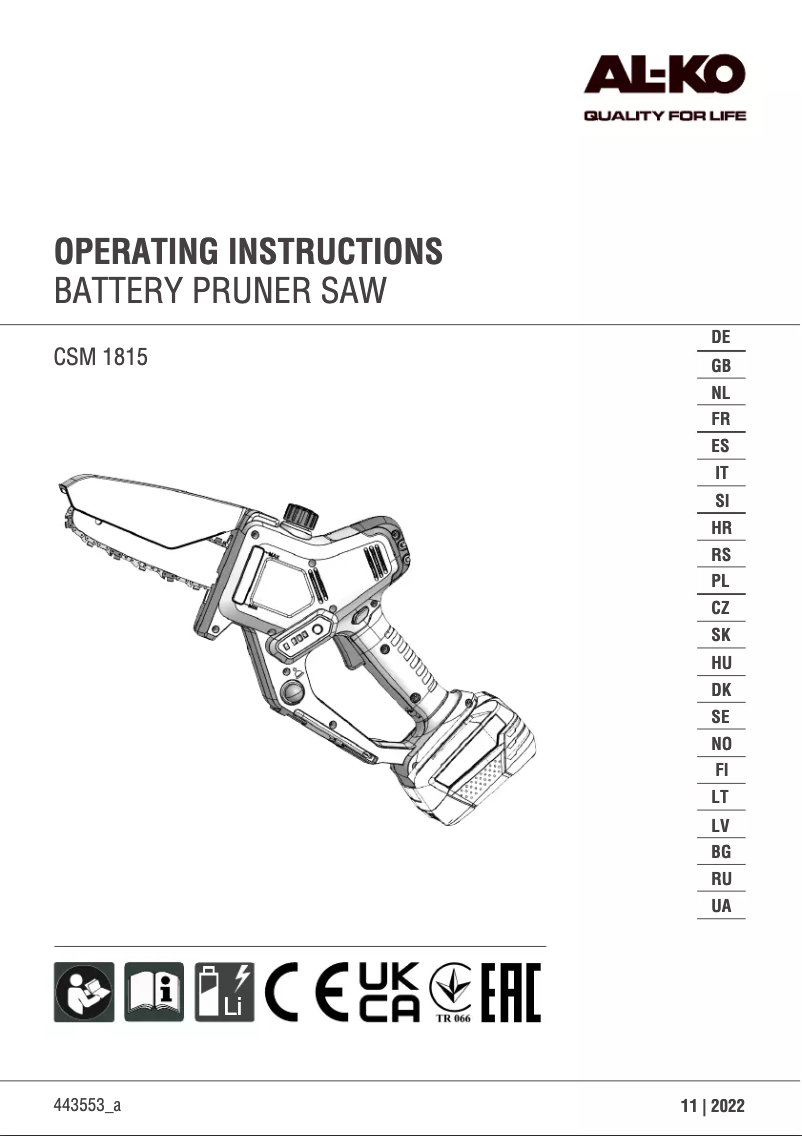 Página nº 1 - Manual de usuario AL-KO CSM 1815
