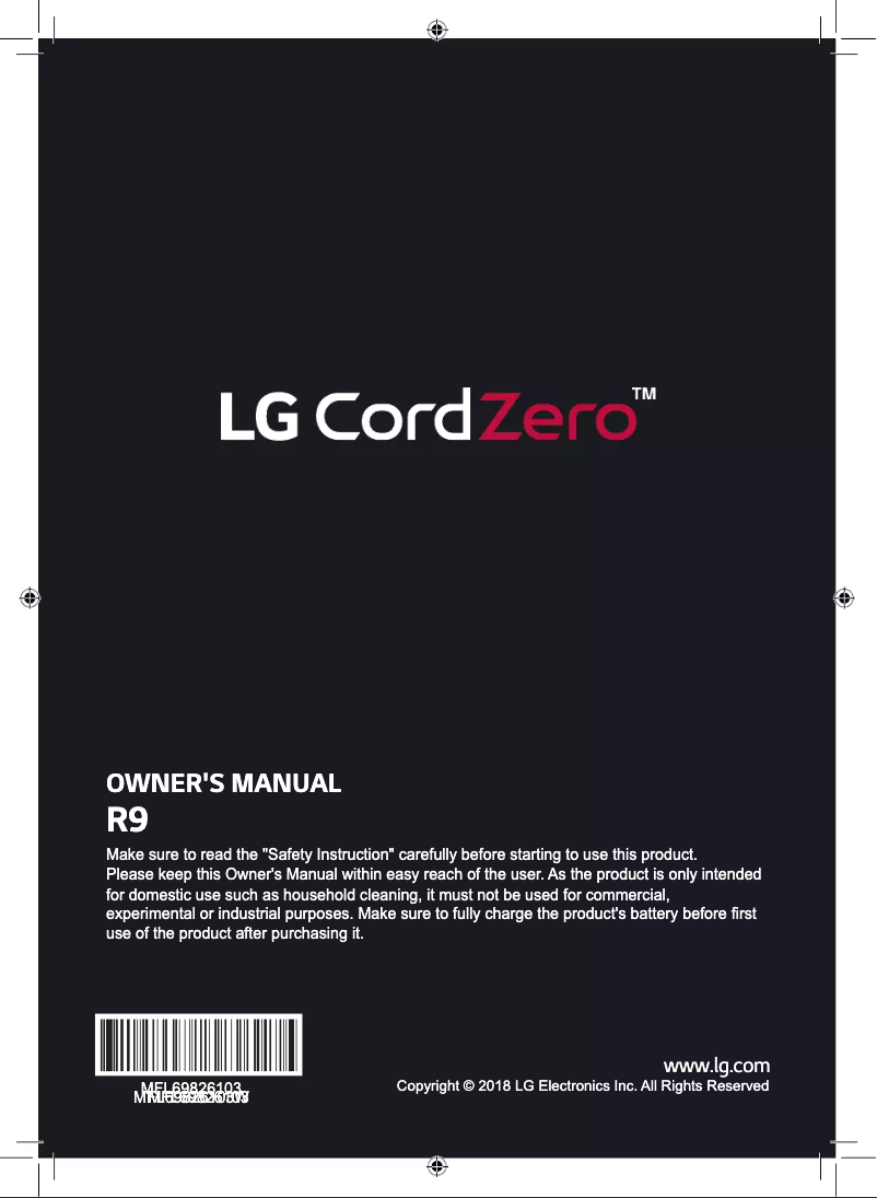 Imagen de la primera página del manual del dispositivo CordZero R9