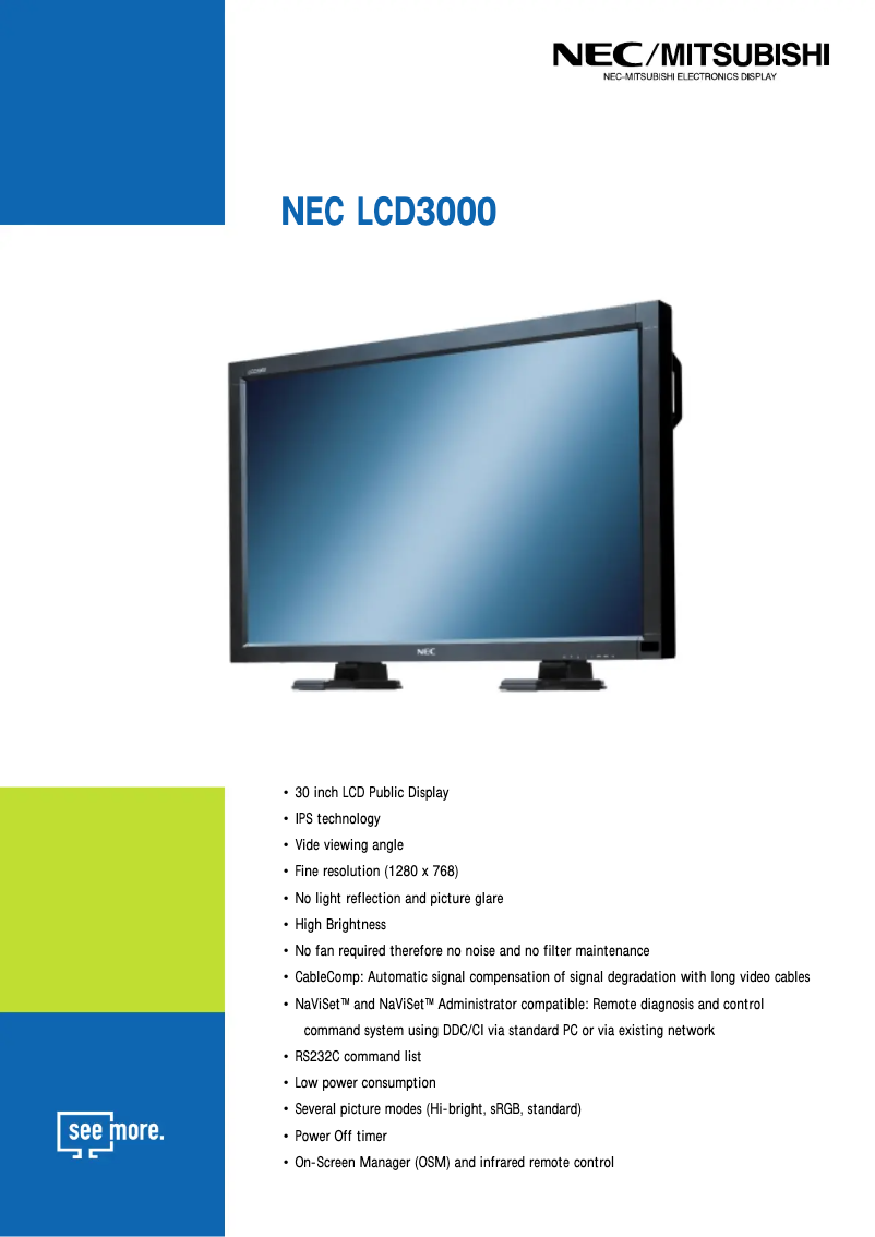 Imagen de la primera página del manual del dispositivo LCD3000