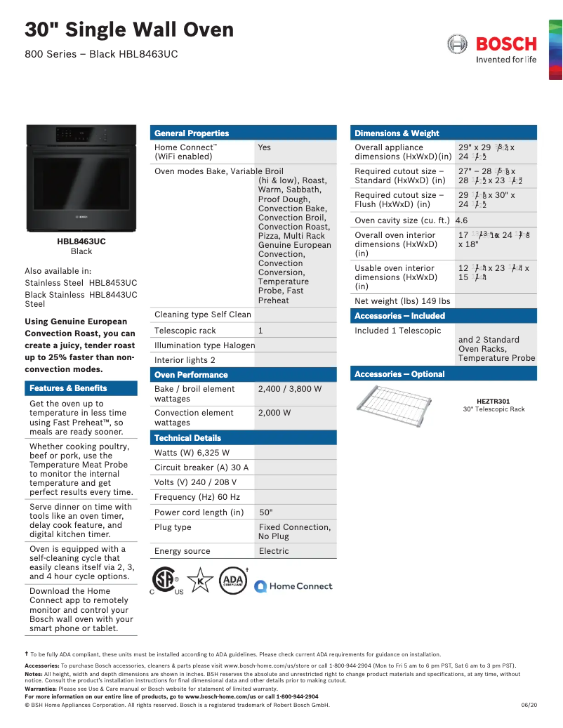 Página nº 1 - Ficha técnica Bosch HBL8463UC