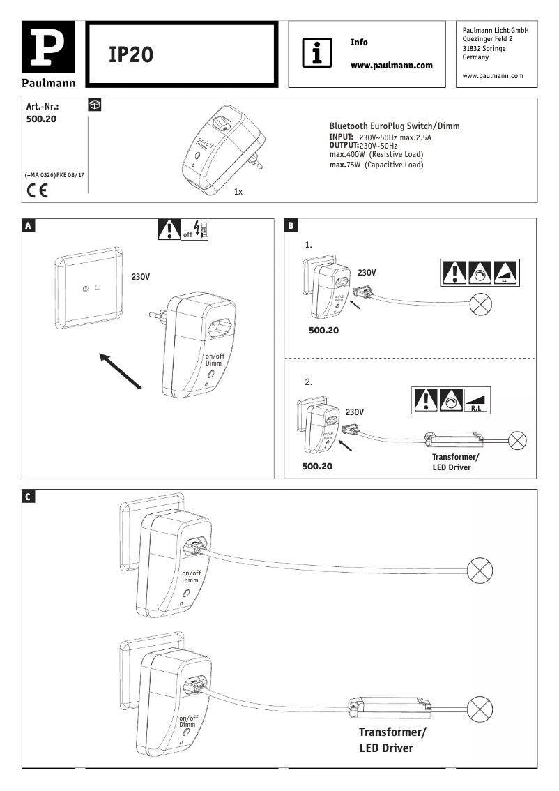 Imagen de la primera página del manual del dispositivo 500.20