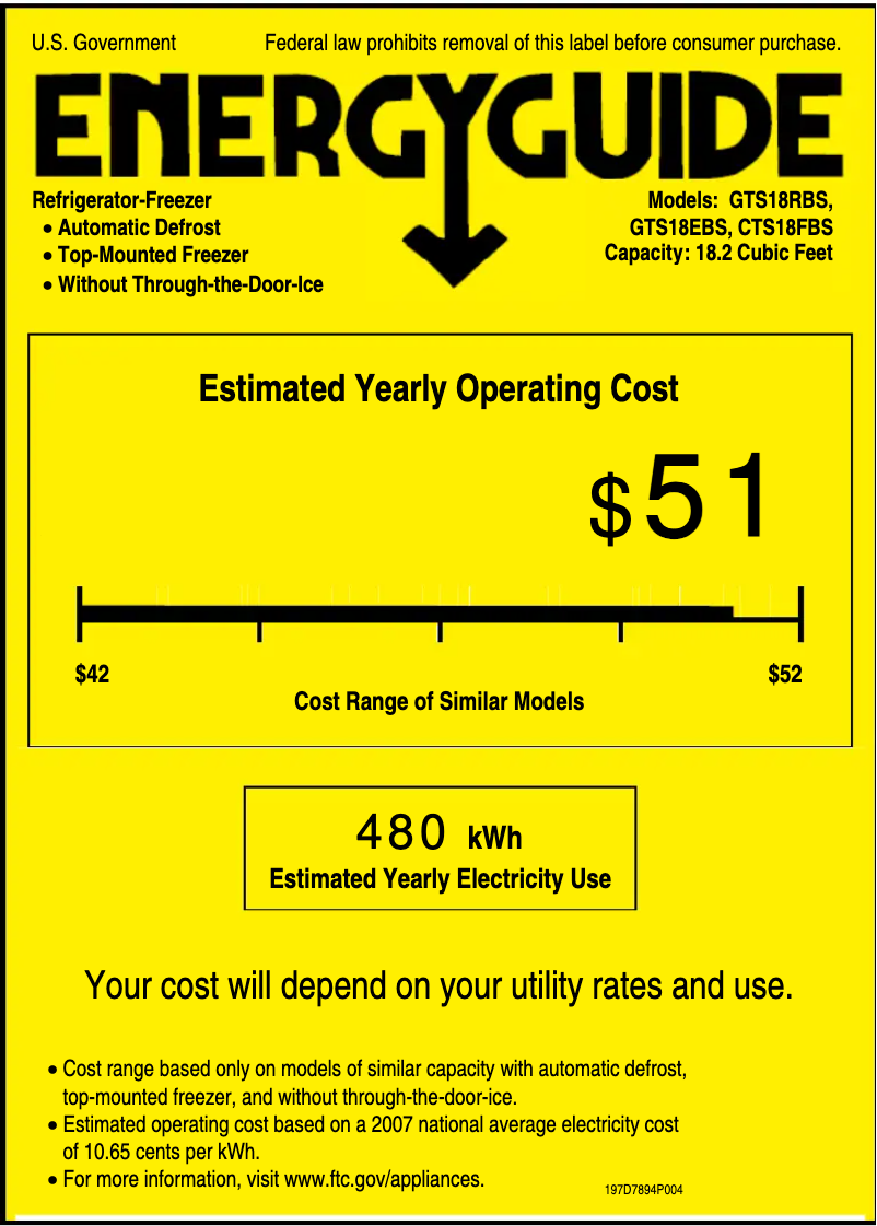 Página 1 del manual Etiqueta energética GE GTS18EBSWW