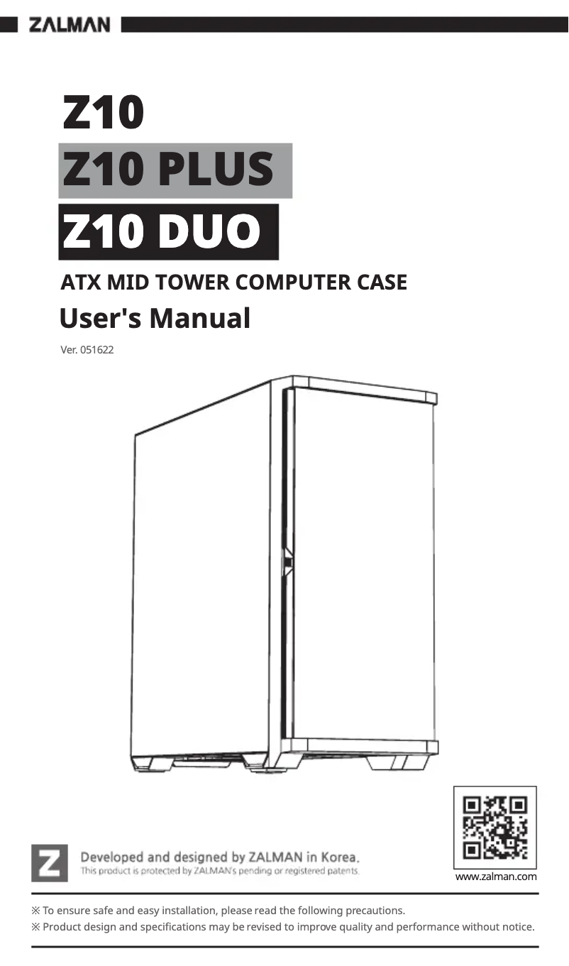 Página 1 del manual Manual de usuario Zalman Z10 Plus
