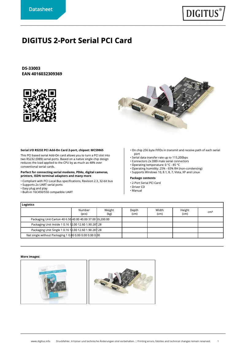 Página 1 del manual Ficha técnica Digitus DS-33003