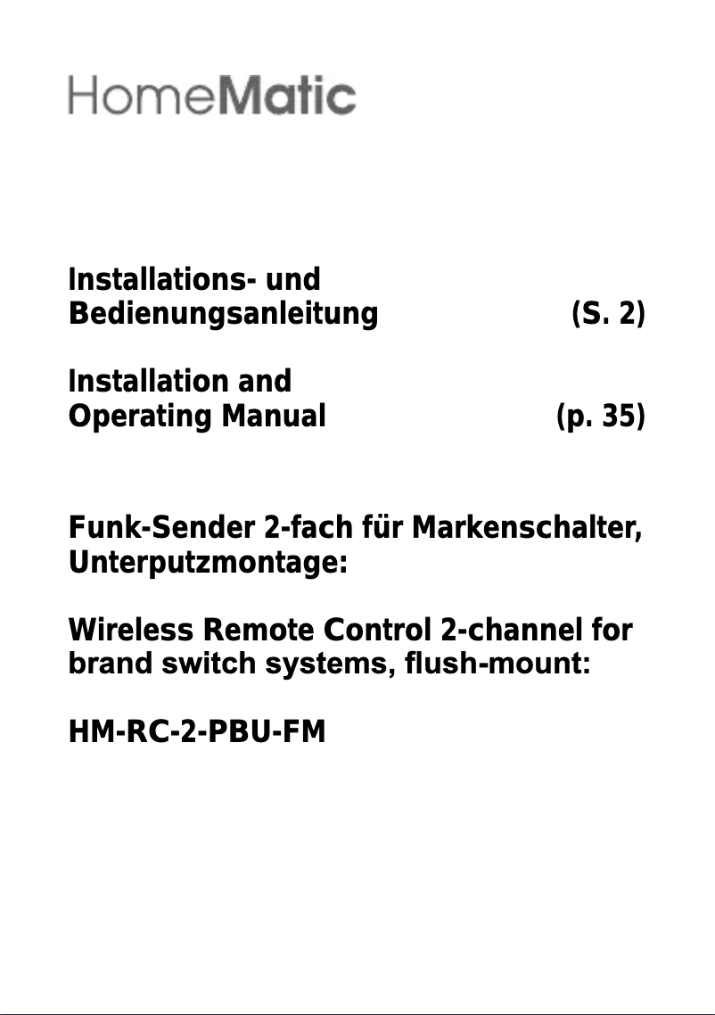 Imagen de la primera página del manual del dispositivo HM-RC-2-PBU-FM