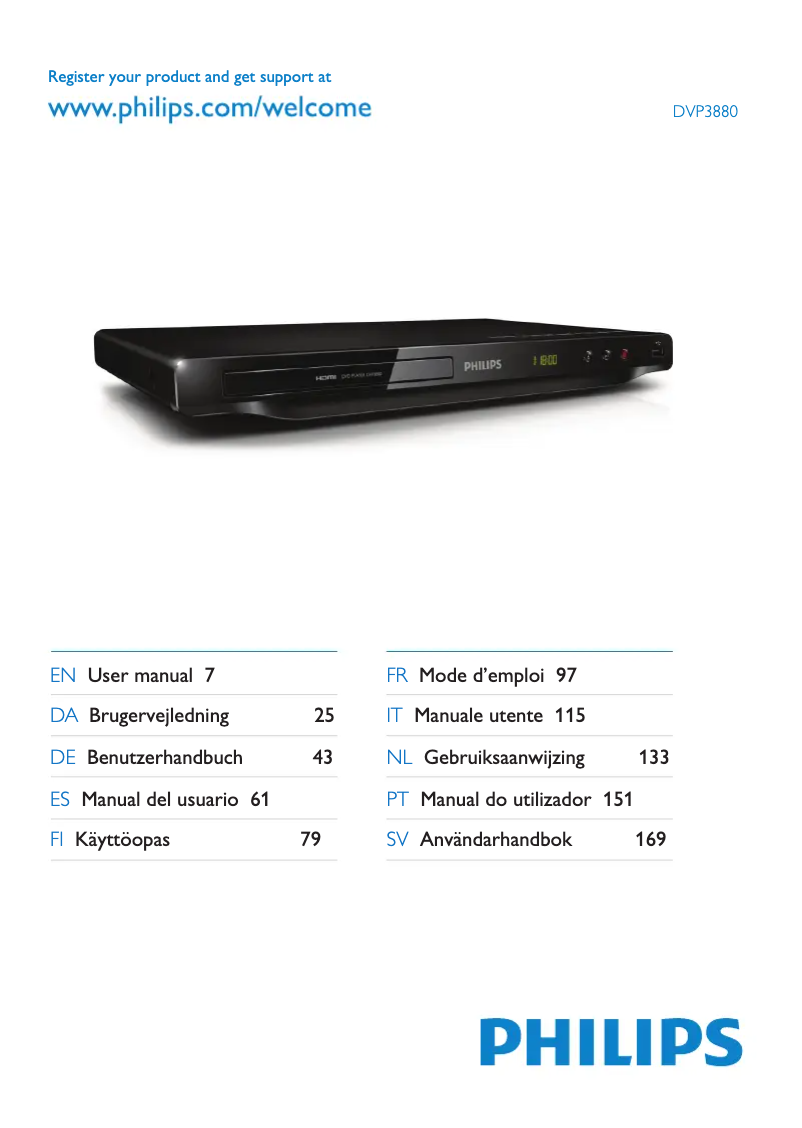 Imagen de la primera página del manual del dispositivo DVP3880DVD