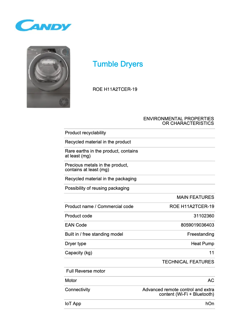 Imagen de la primera página del manual del dispositivo ROE H11A2TCER-19