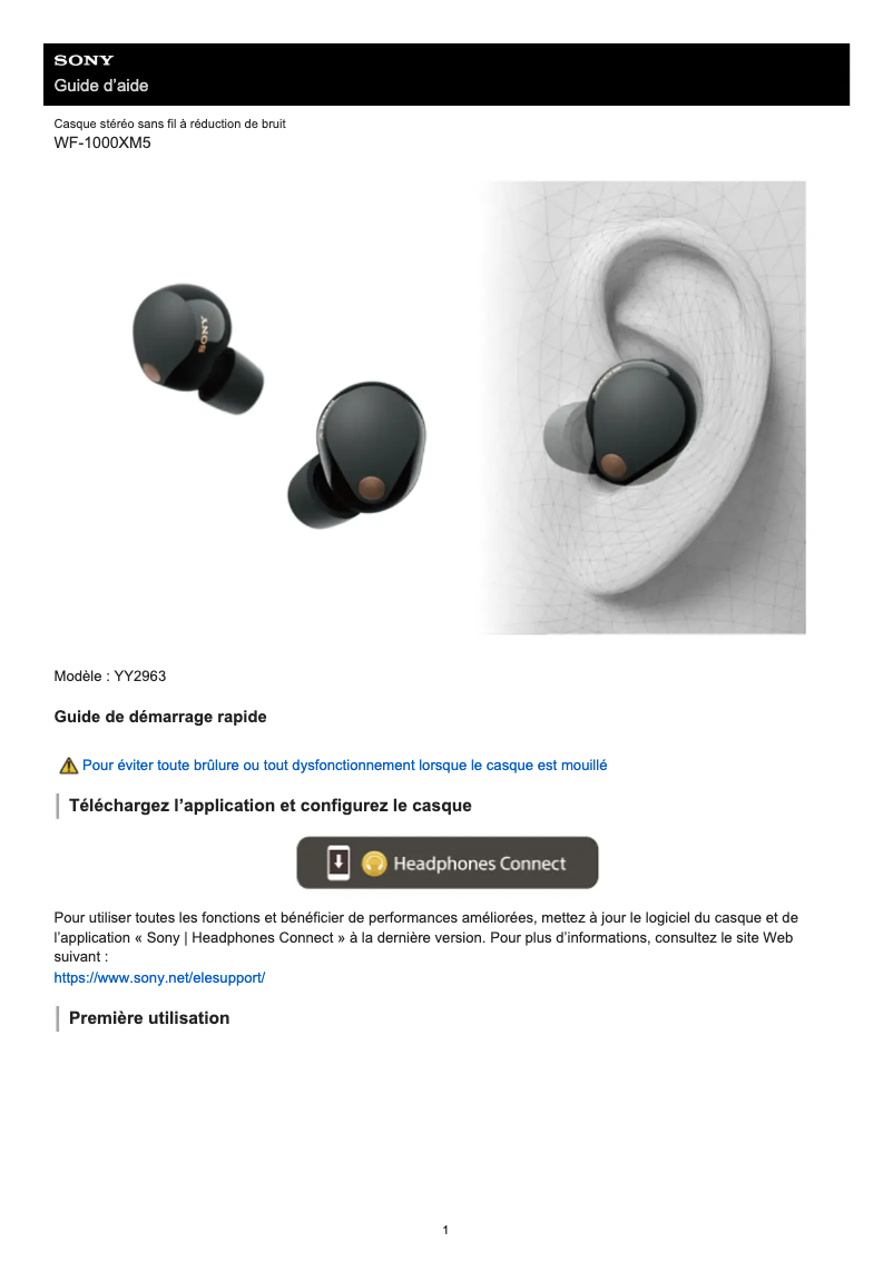 Imagen de la primera página del manual del dispositivo WF-1000XM5