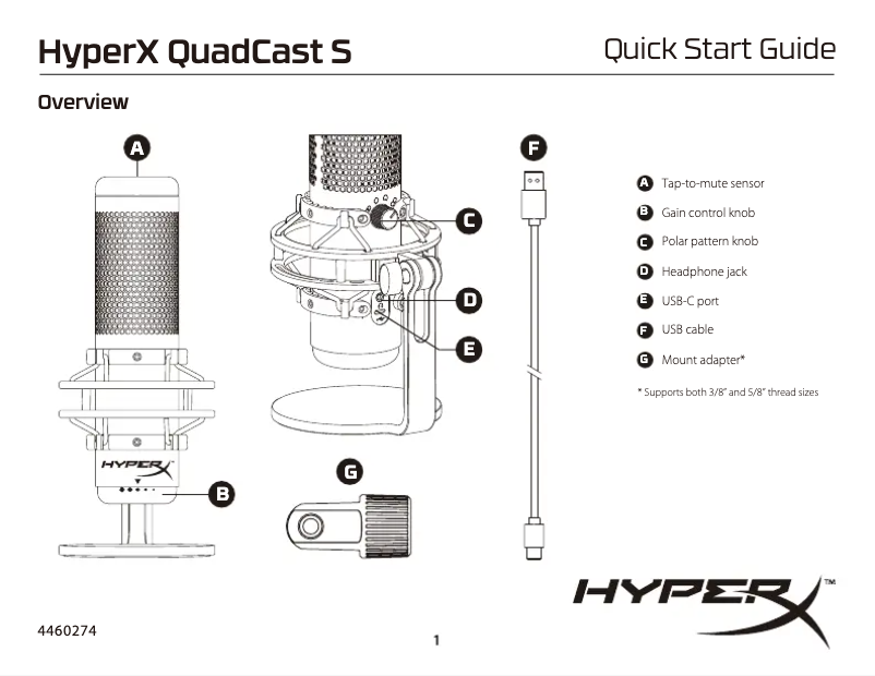 Página 1 del manual Guía de inicio rápido HyperX QuadCast