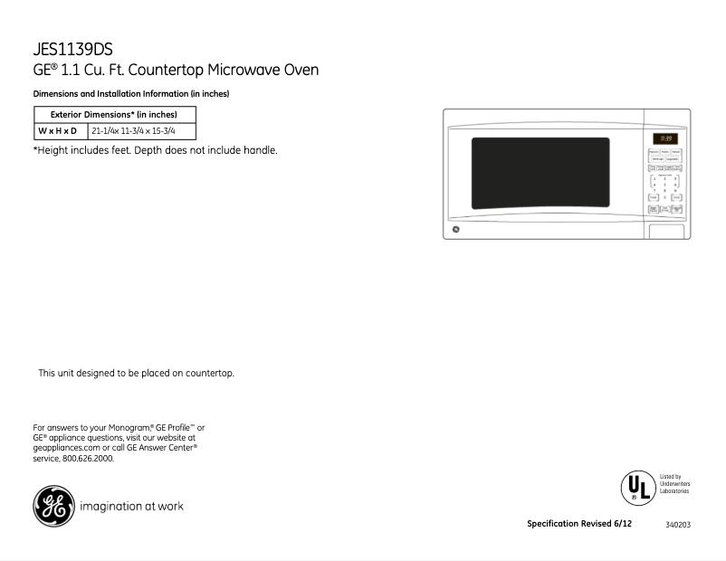 Imagen de la primera página del manual del dispositivo JES1139DSBB