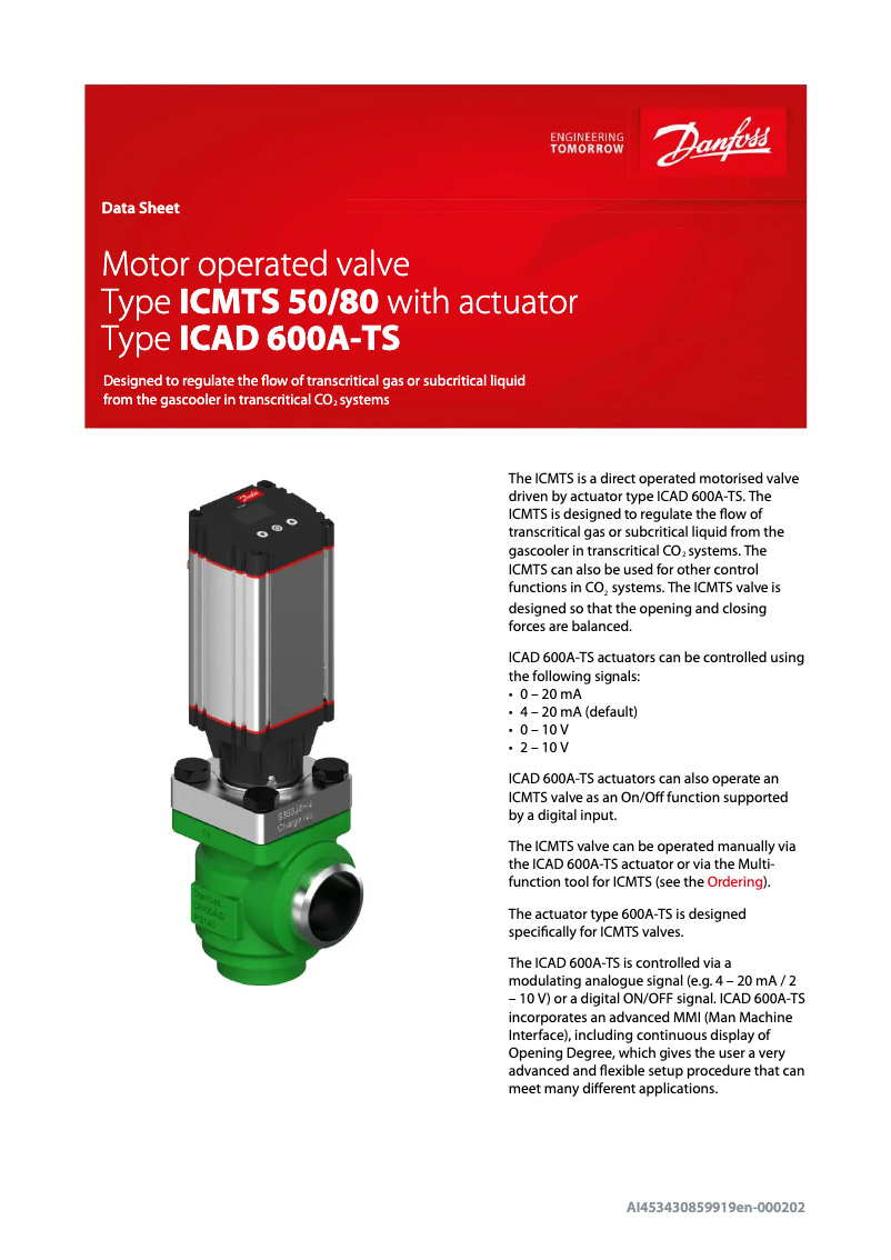 Página nº 1 - Ficha técnica Danfoss ICMTS 50