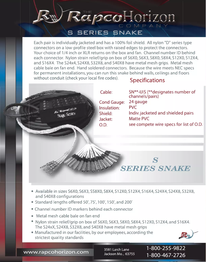 Página 1 del manual Manual de usuario RapcoHorizon S Series Snake S16X4