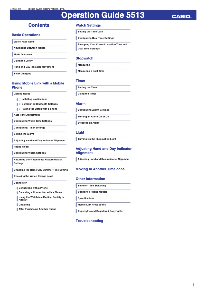 Imagen de la primera página del manual del dispositivo G-Shock GST-B100BNR-1AER