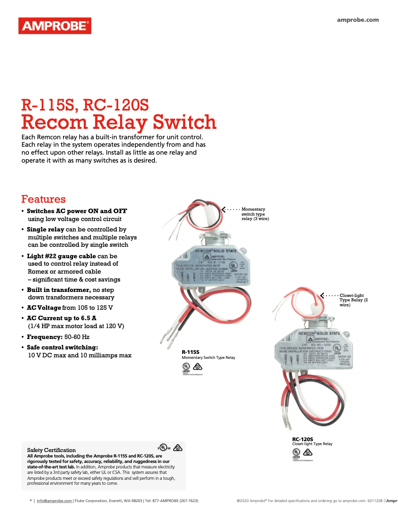 Página nº 1 - Ficha técnica Amprobe R-115S