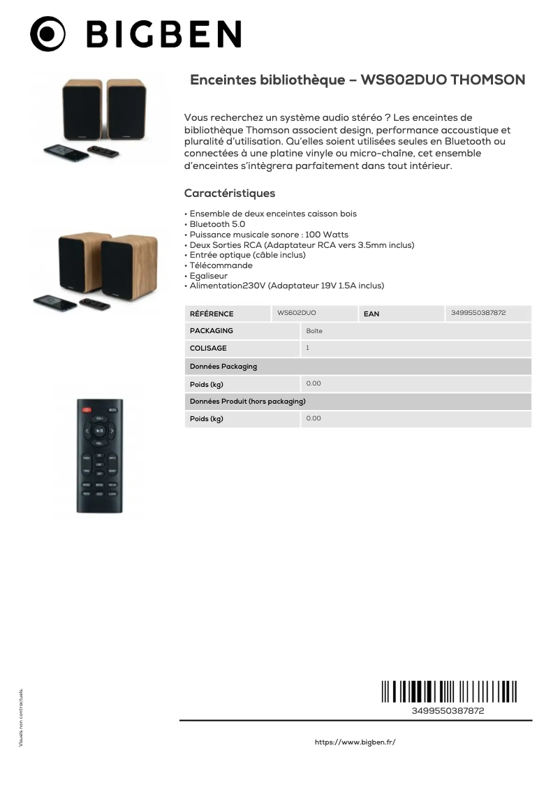 Página 1 del manual Ficha técnica Thomson WS602DUO