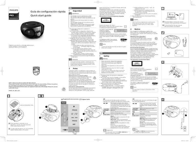 Página 1 del manual Guía de inicio rápido Philips PX3115G