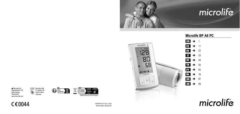 Imagen de la primera página del manual del dispositivo BP A6 PC