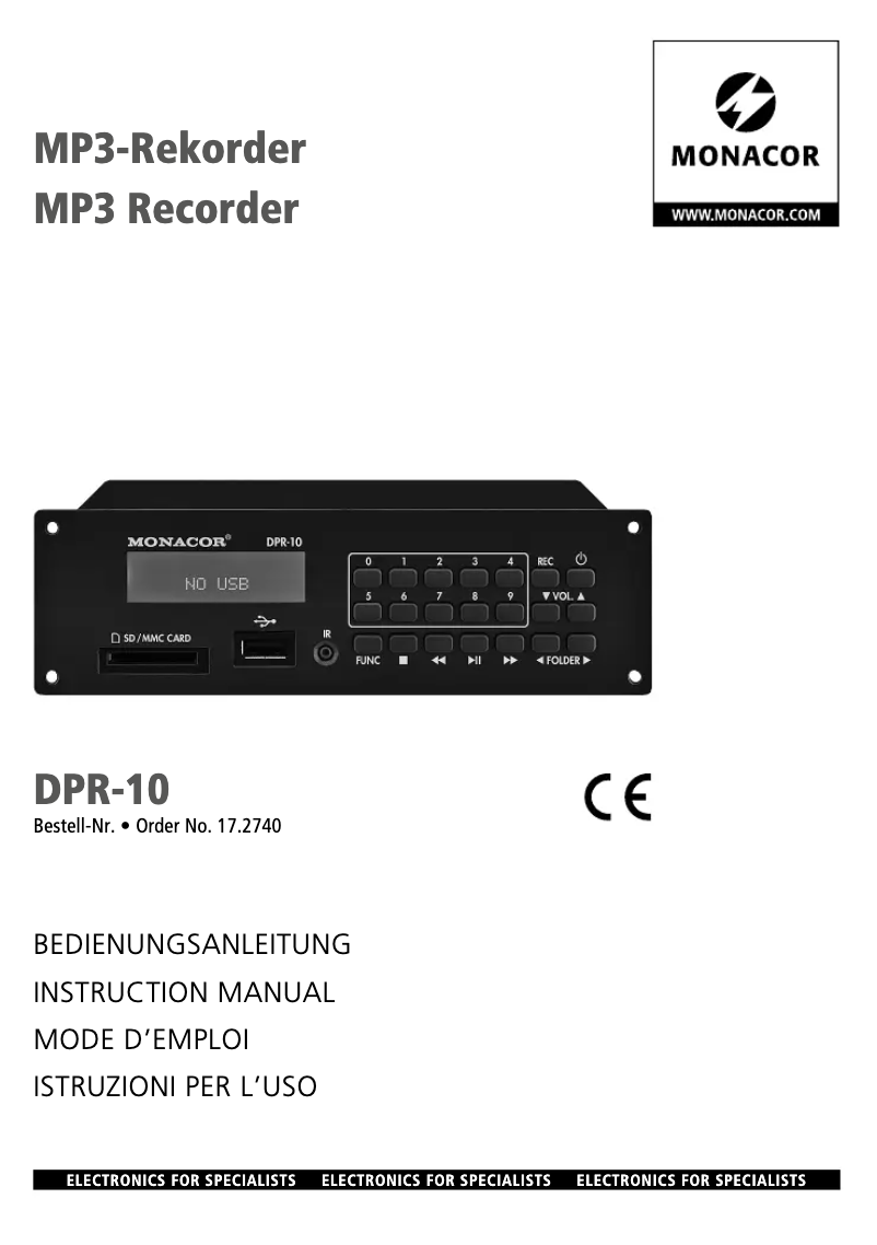 Imagen de la primera página del manual del dispositivo DPR-10