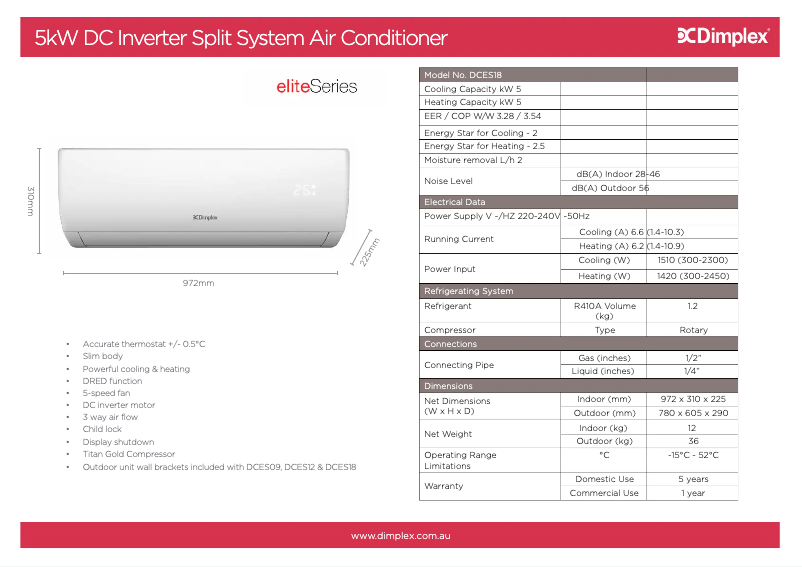 Imagen de la primera página del manual del dispositivo DCES18