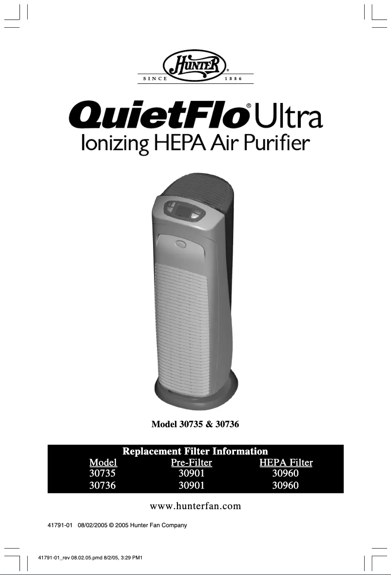 Imagen de la primera página del manual del dispositivo QuietFlo 30735