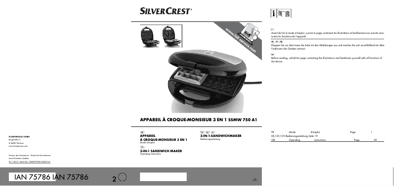 Imagen de la primera página del manual del dispositivo SSMW 750 A1