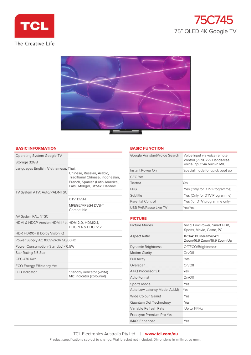 Imagen de la primera página del manual del dispositivo 75C745