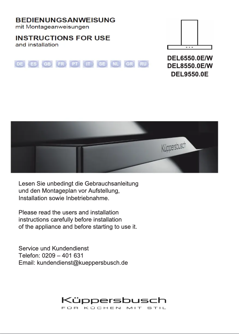 Imagen de la primera página del manual del dispositivo DEL9550.0E