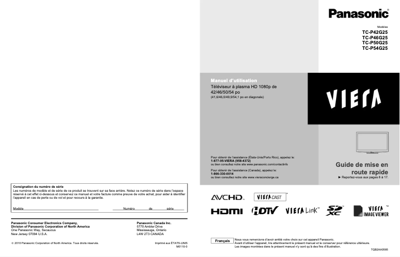 Imagen de la primera página del manual del dispositivo Viera TC-P50G25