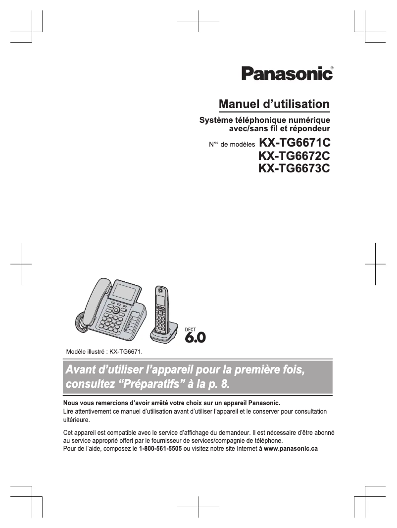 Imagen de la primera página del manual del dispositivo KX-TG6672