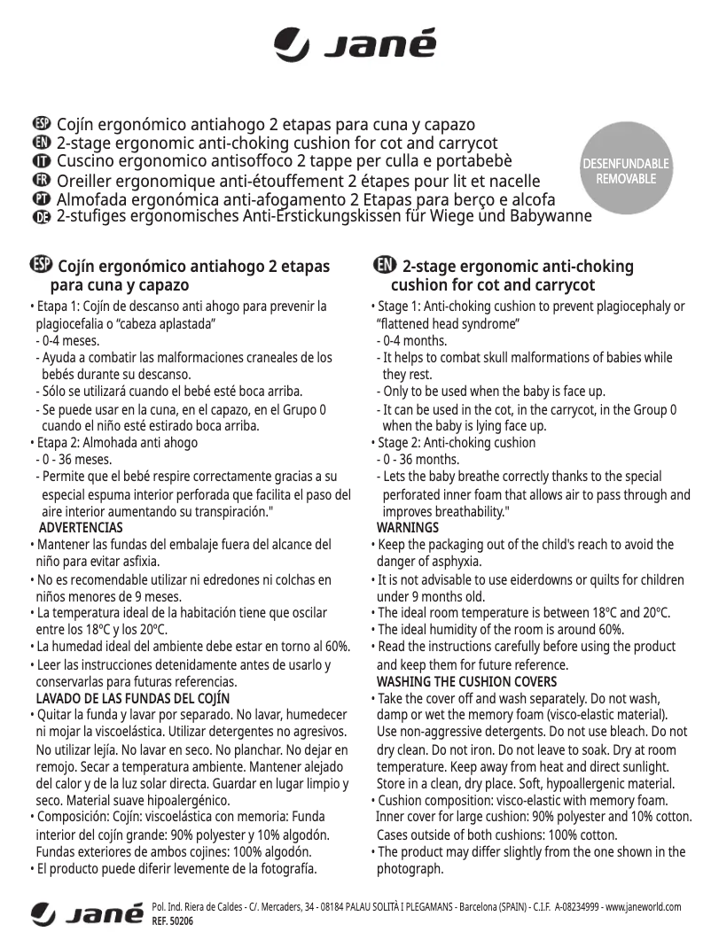 Página 1 del manual Manual de usuario Jane Cushion