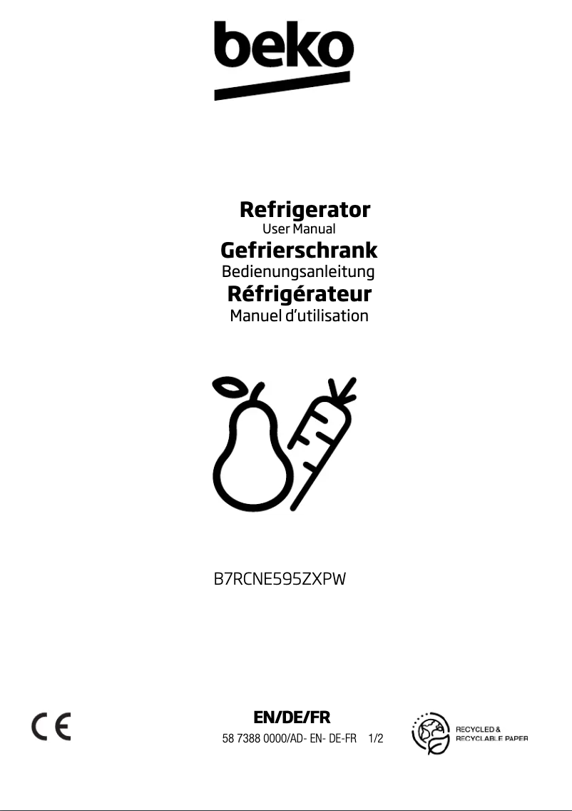 Página 1 del manual Manual de usuario Beko B7RCNE595ZXPW