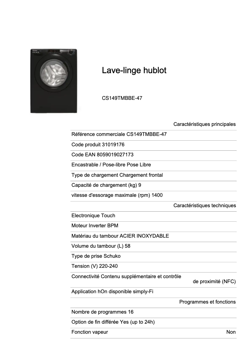 Imagen de la primera página del manual del dispositivo CS 149TMBBE-47