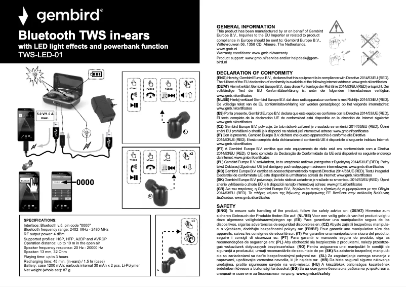 Imagen de la primera página del manual del dispositivo TWS-LED-01