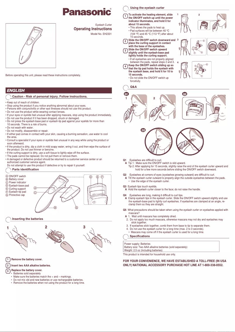 Página 1 del manual Manual de usuario Panasonic EH2331P