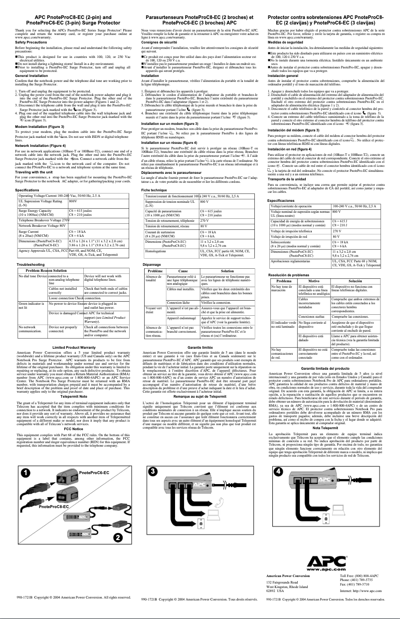 Imagen de la primera página del manual del dispositivo SurgeArrest Essential PNOTEPROC6