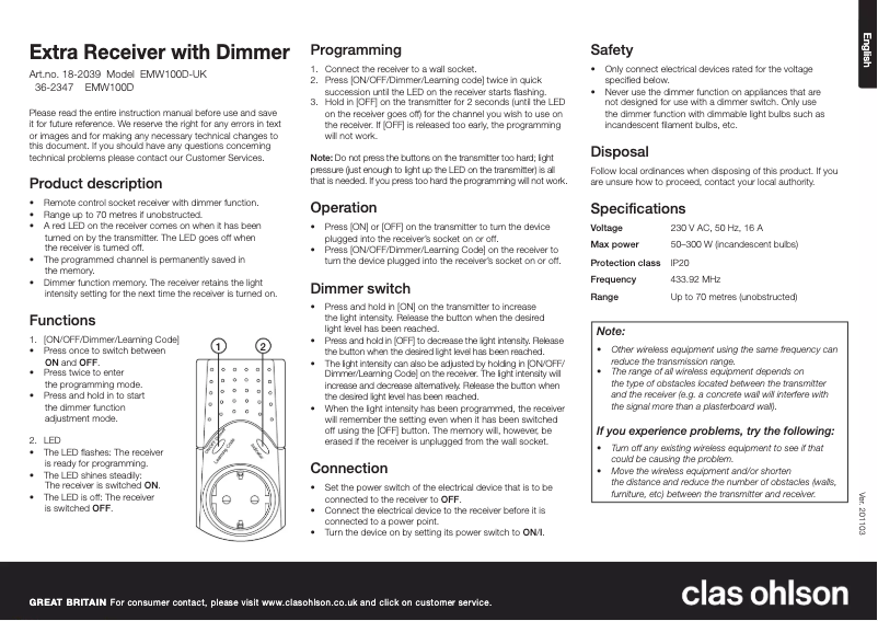 Imagen de la primera página del manual del dispositivo EMW100D