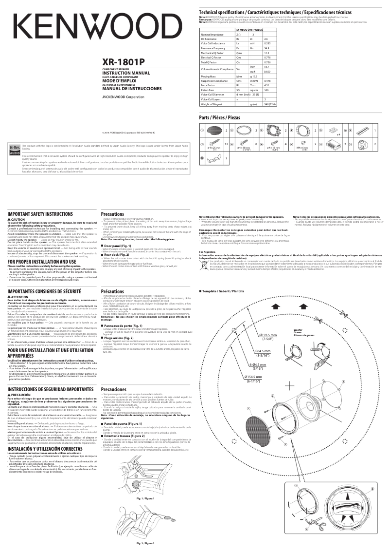 Imagen de la primera página del manual del dispositivo XR-1801P