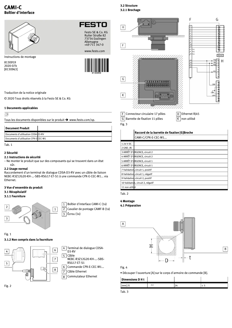 Imagen de la primera página del manual del dispositivo CAMI-C