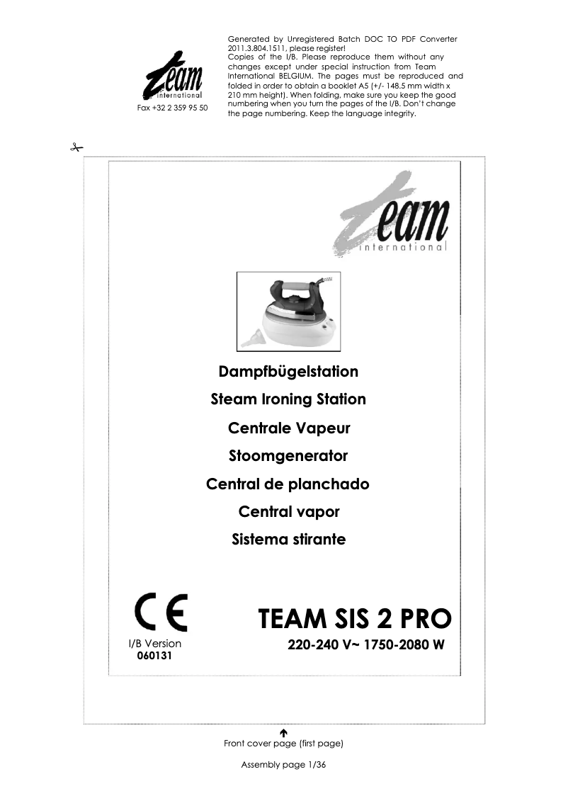 Página 1 del manual Manual de usuario Team SIS 2 PRO