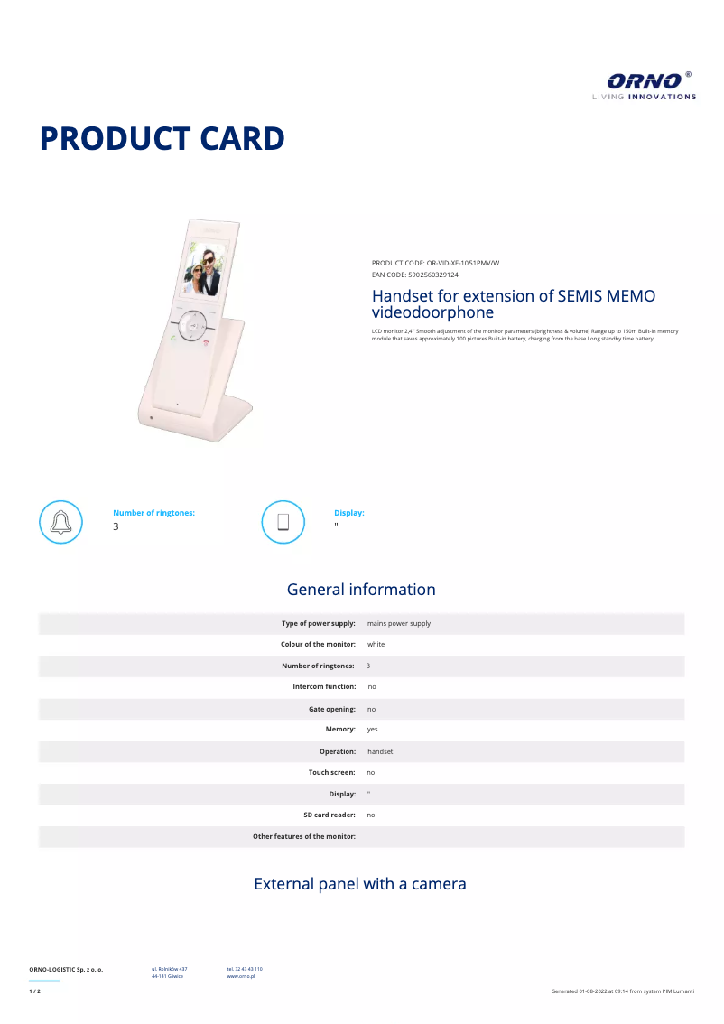 Página 1 del manual Manual de usuario Vibell OR-VID-XE-1051PMV