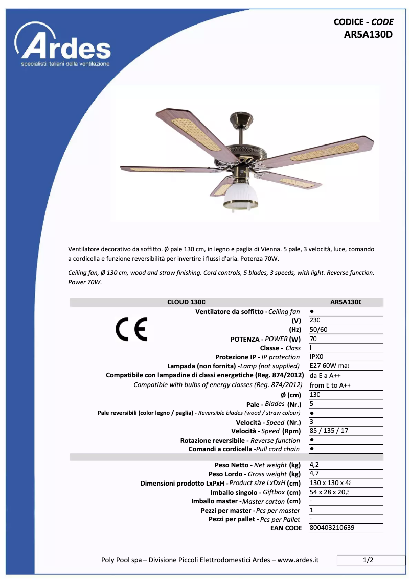 Página nº 1 - Ficha técnica Ardes AR5A130D